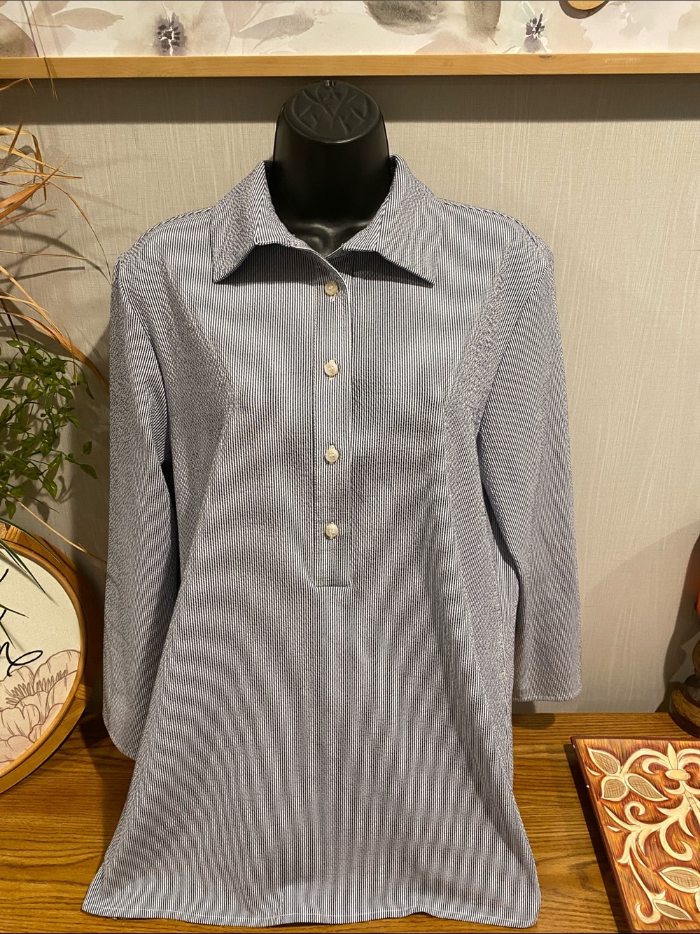 Preston & York Light Blue Collared Knit Tunic